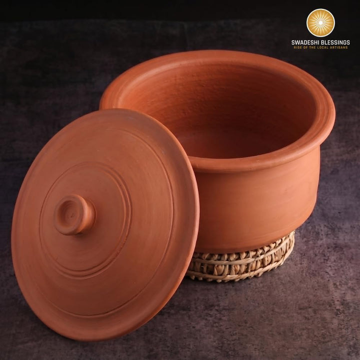 Swadeshi Blessings HandMade Exclusive Range Unglasierter irdener Kadai/Mud Handi/Mitti Ke Bartan/Ton
