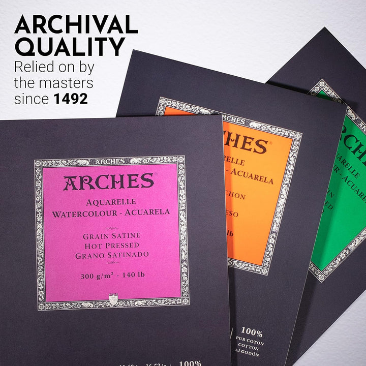 Arches 1795104 Aquarellpapier im Block (A3: 42 x 29,7 cm, Kopfgeleimt, 300g/m² Grobkorn) 12 Blatt na
