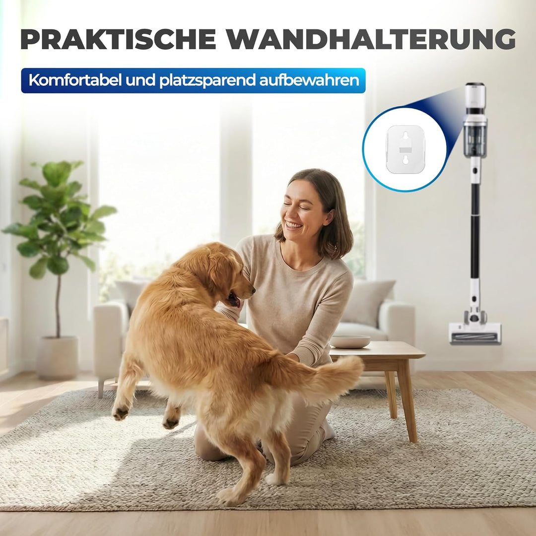 KLAMER Akku Staubsauger, 2-in-1 Staubsauger kabellos & Handstaubsauger, Akkulaufzeit bis 60 min, Akk