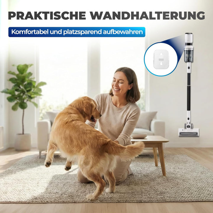 KLAMER Akku Staubsauger, 2-in-1 Staubsauger kabellos & Handstaubsauger, Akkulaufzeit bis 60 min, Akk
