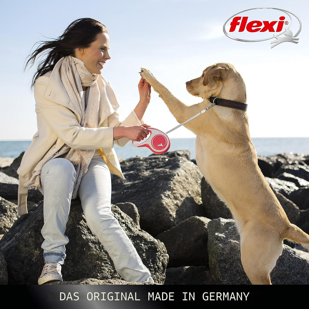 Flexi - Rollschnur New Comfort Band - 8 Meter Langes Kabel bis 50 kg - Schwarz - 1 Stück, Large Sing