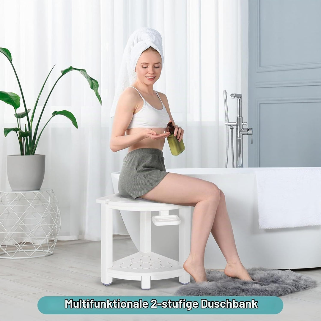 NALONE Duschhocker, HDPE Badhocker modern Design 2-Tier badezimmerhocker mit rutschfesten Fusspolste