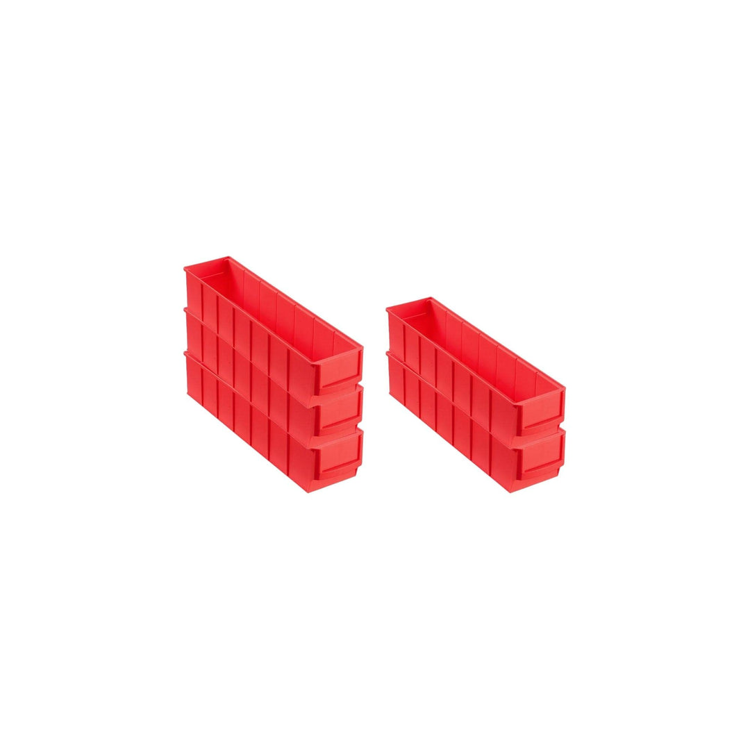 PROREGAL SparSet 5x Rote Industriebox 400 S | HxBxT 8,1x9,1x40cm | 2,2 Liter | Sichtlagerkasten, Sor