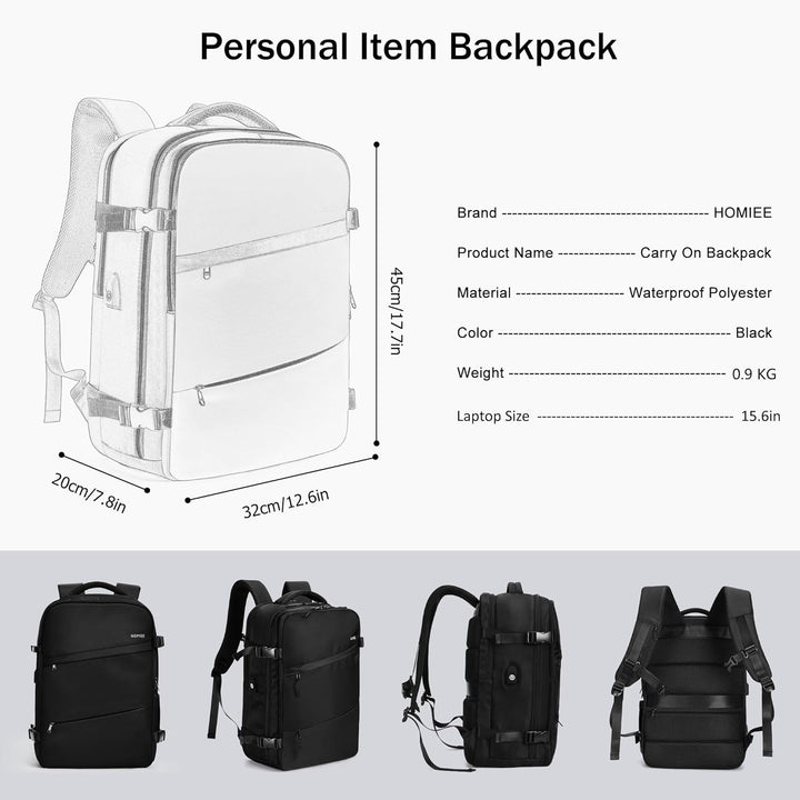 HOMIEE Reiserucksack Damen Herren Handgepäck Rucksack 40L Flugzeug Travel Backpack Reisen Casual Sch