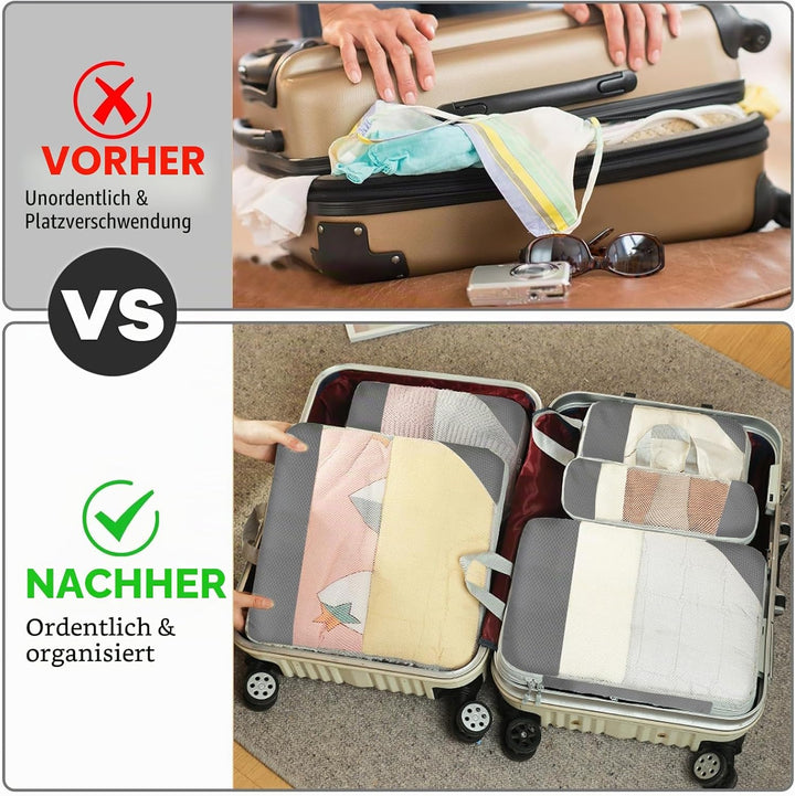 Koffer Organizer Set 8-teilig, Komprimierbaren Packwürfeln zur Organisation Ihres Reisegepäcks, Comp