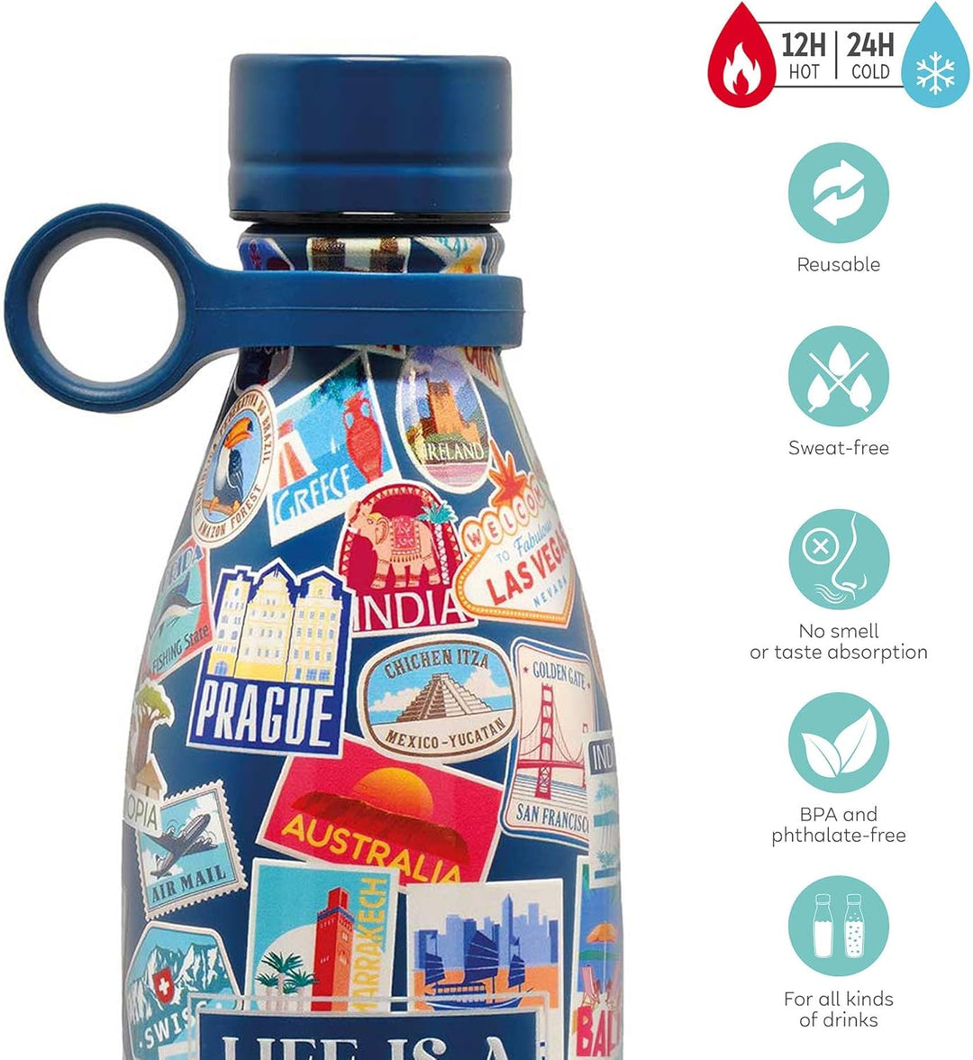Legami - Thermosflasche Hot&Cold, Sushi Cat, 800 ml, luftdichter Verschluss, 12 Stunden warm, 24 Stu