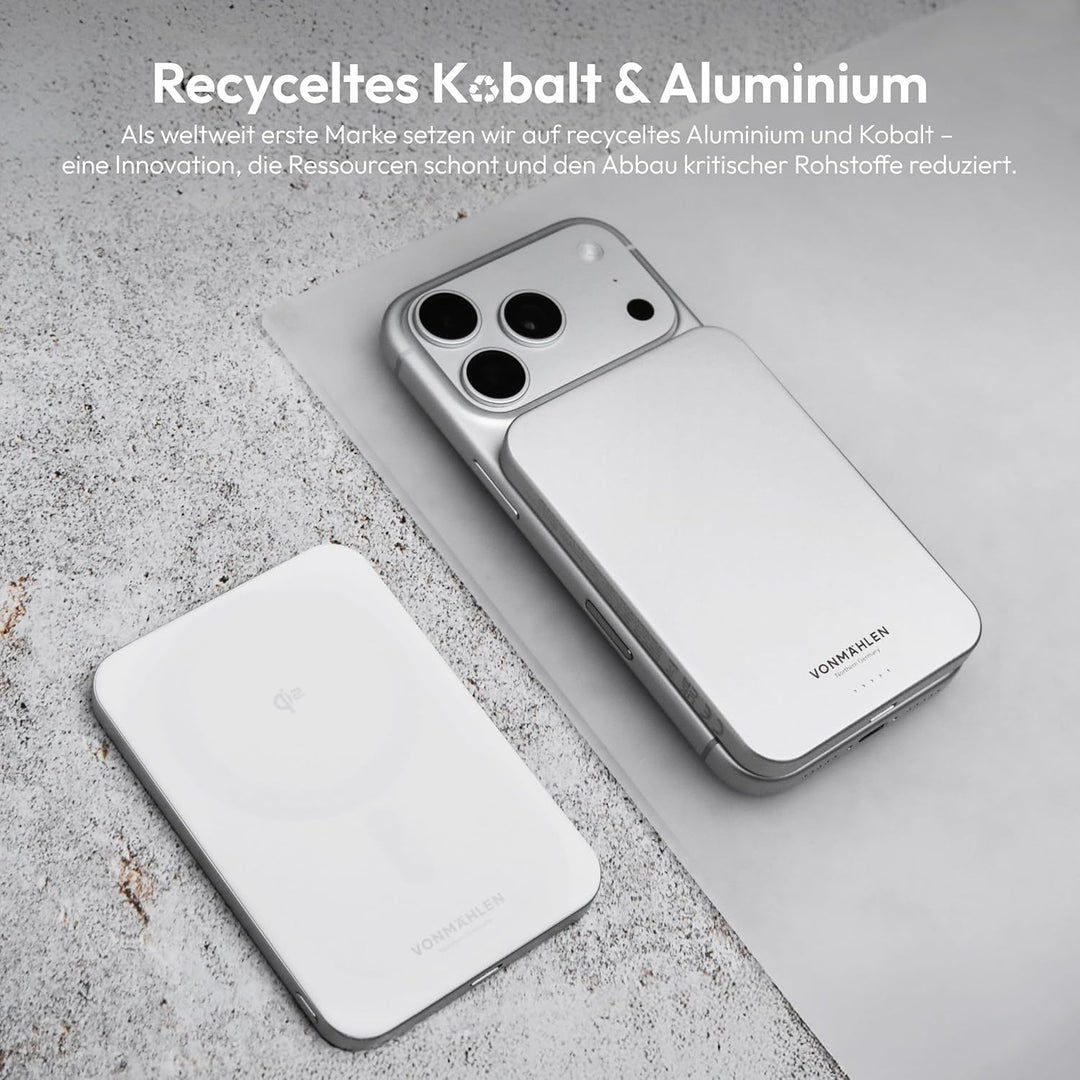 VONMÄHLEN Evergreen Mag - Wireless Powerbank kompatibel mit MagSafe - Ultra Thin, Tragbares Ladegerä