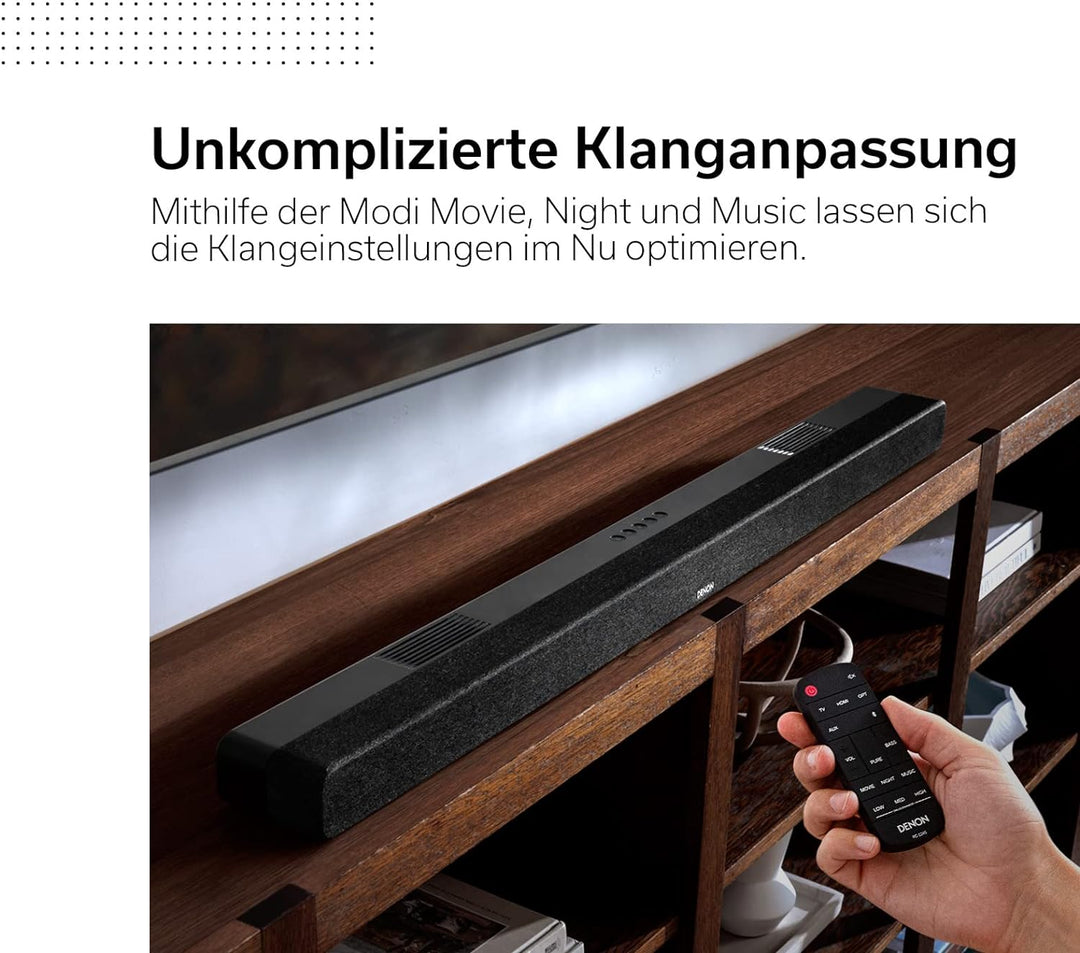 Denon DHT-S517 3.1.2 Dolby Atmos Soundbar System Mit Kabellosem Subwoofer, HDMI EARC Und Bluetooth,