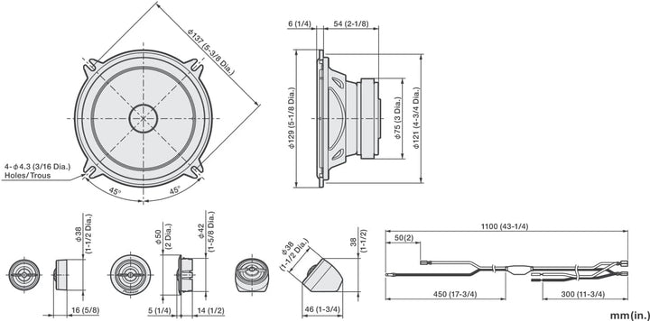 Pioneer TS-A1301C 13 cm 2-Weg-Komponentenlautsprecher Set mit 2 Lautsprechern (je 300 W max., 50 W S