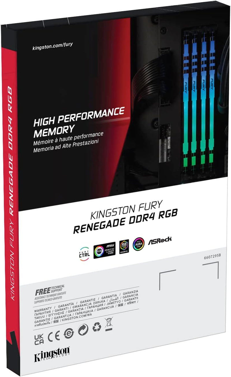 Kingston FURY Renegade RGB 32GB (4x8GB) 3200MHz DDR4 CL16 Desktop Speicher Kit mit 4 KF432C16RBAK4/3