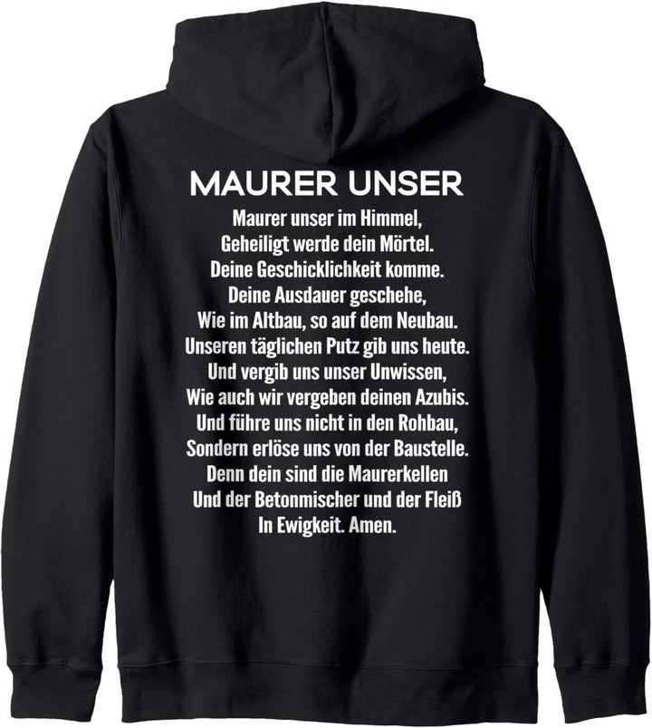 Maurer Unser Gebet Maurer Kapuzenjacke