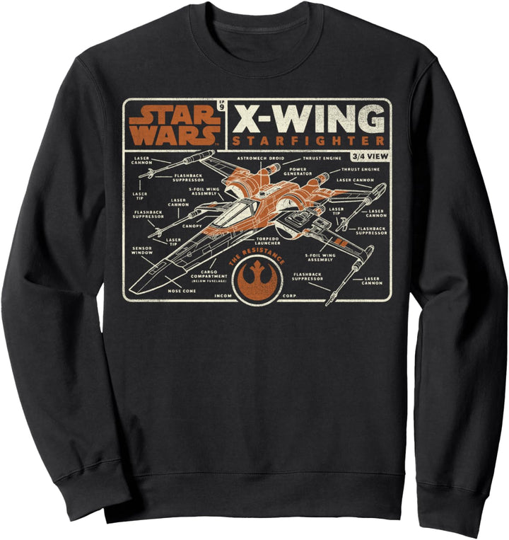 Star Wars The Rise of Skywalker X-Wing Schematic Frame Sweatshirt