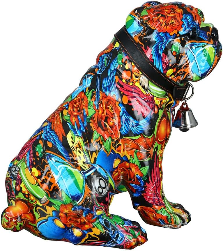 Casablanca Deko Figur Mops sitzend - Moderne Tierfigur Sculptur im Street Art Graffiti Design - Deko