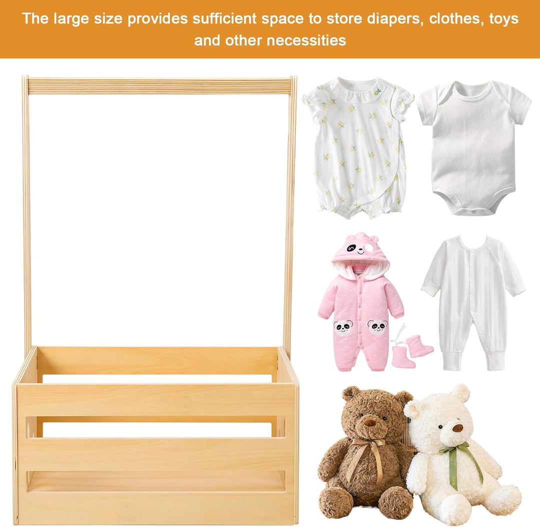 Holz Babyparty Kiste Kleiderschrank mit Griff, Kinder Kleiderbügel Praktische Baby -Aufbewahrungskis