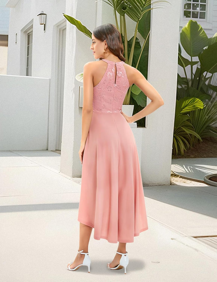 Bbonlinedress Abendkleider elegant für Hochzeit gast festliches Kleid Damen Neckholder Konfirmations