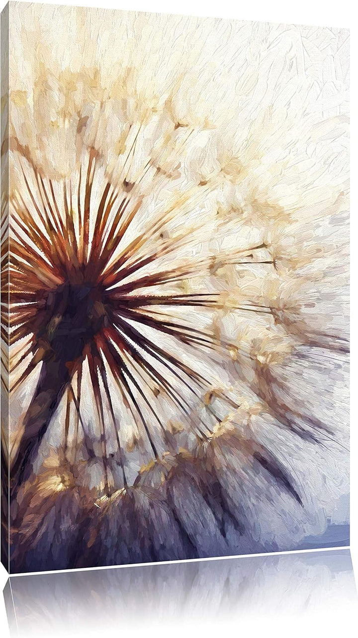 Pixxprint Schöne Pusteblume Pinsel Effekt, Format: 100x70 auf Leinwand, 100x70