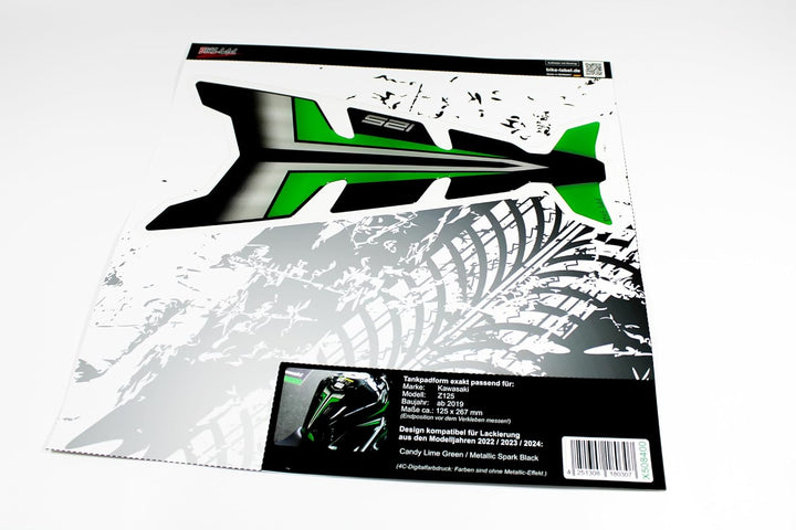Tankpad Seitentank Pad Grün Lackschutz kompatibel für Kawasaki Z125 X850049 Spar-Set - 1, Spar-Set -