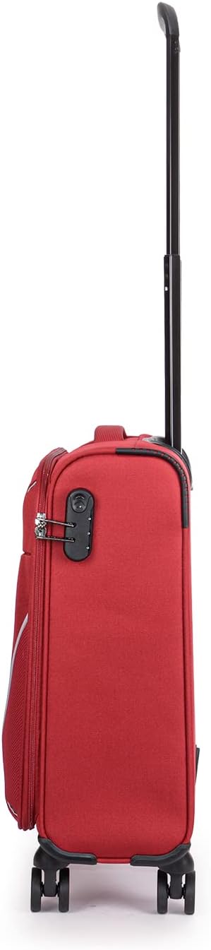 Stratic Strong Koffer Weichschale Reisekoffer Trolley Rollkoffer Handgepäck, 4 Rollen, Grösse S, Rot