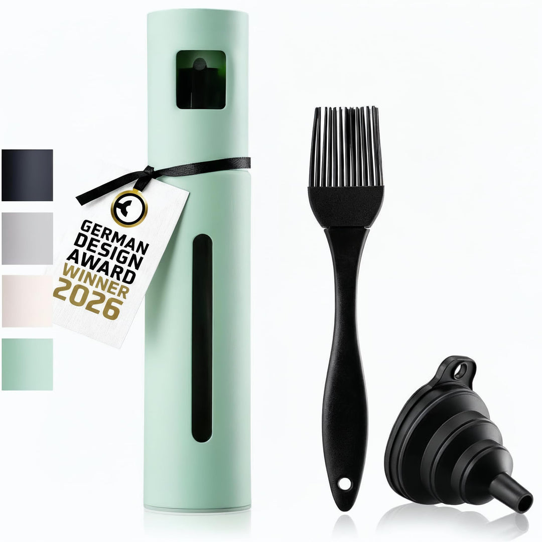 Schmidt & Kramer Ölsprüher I hochwertige Öl-Sprühflasche aus Edelstahl & Glas, für gesundes Kochen I
