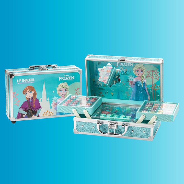 Lip Smacker Frozen Traincase, Frozen Schminkkoffer für Kinder, 40+ Make-up Produkte für Gesicht, Lip