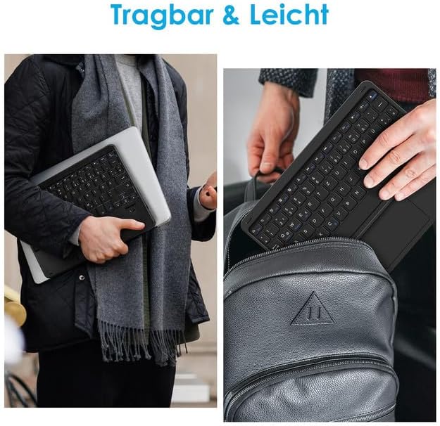 LAMA Kabellose Bluetooth Tastatur mit Touchpad, wiederaufladbare Ultra-dünn Universal Tablet Tastatu