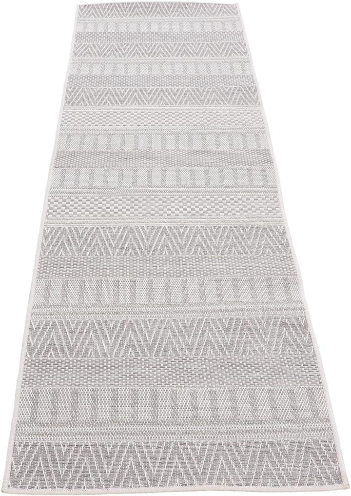 carpetfine In- und Outdoor Teppich Boho Läufer Beige Flachgewebeteppich 75x200 cm | Moderner Teppich