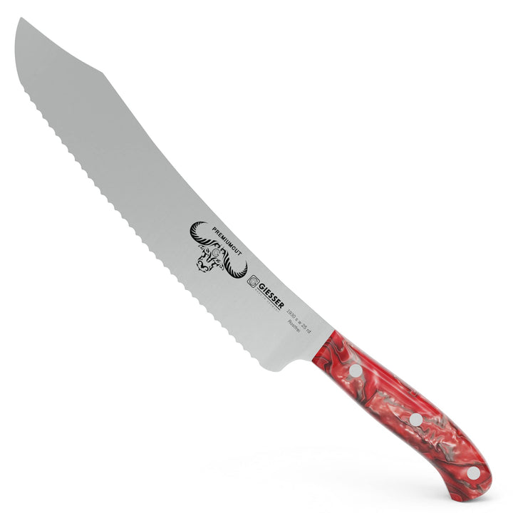 GIESSER seit 1776 - Made in Germany - Brotmesser 25 cm Red Diamond, PremiumCut Wave No 1, Wellenschl