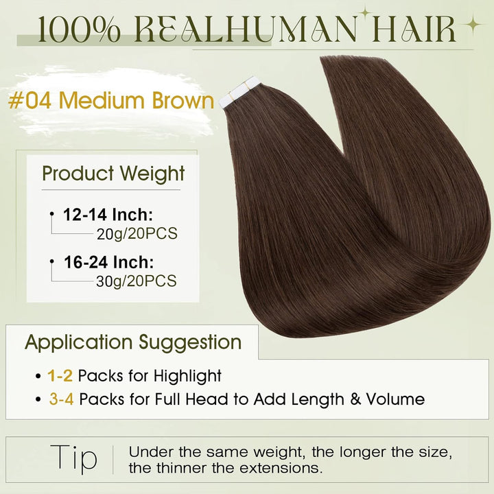Benehair Tape in Extensions Echthaar, Invisible Tape Extensions Echt Haar, 20Pcs 30g Haarverlängerun