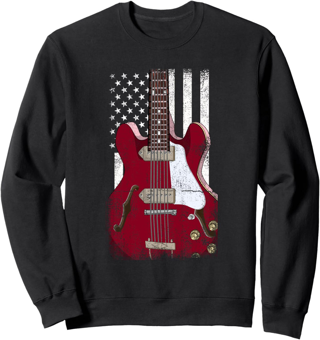 Gitarrenspieler Rock Musik USA Flagge Gitarrist Gitarre Sweatshirt