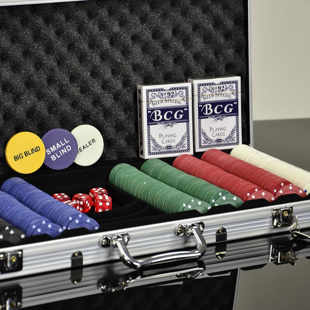 SONLEX Pokerkoffer mit 300 500 Pokerchips abschliessbar Pokerkarten Zubehör Deluxe Pokerset Casino A