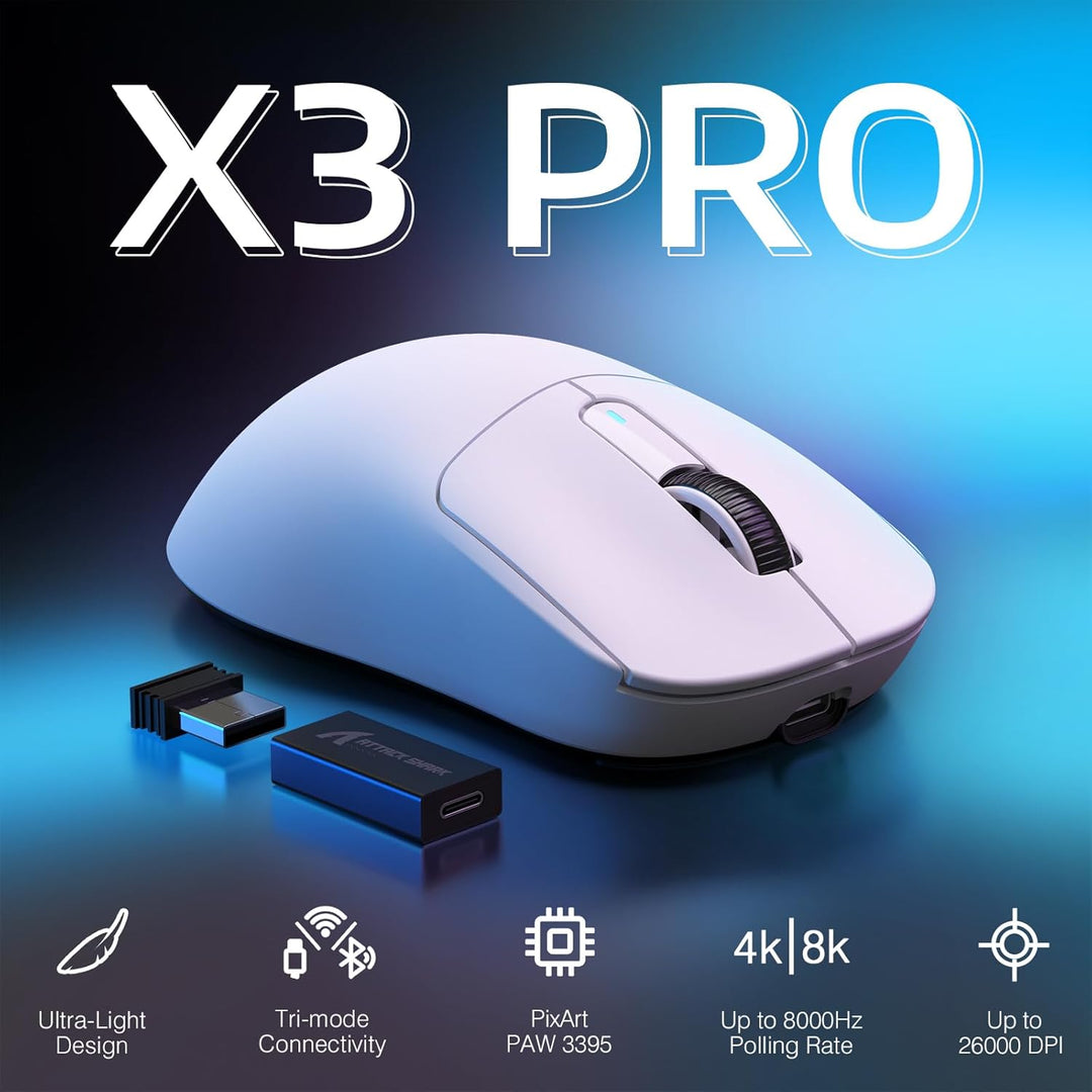 VGN Game Power Attack Shark X3PRO 59g Superlight Kabellose Gaming-Maus Esports, 4K/8KHz Abfragerate,