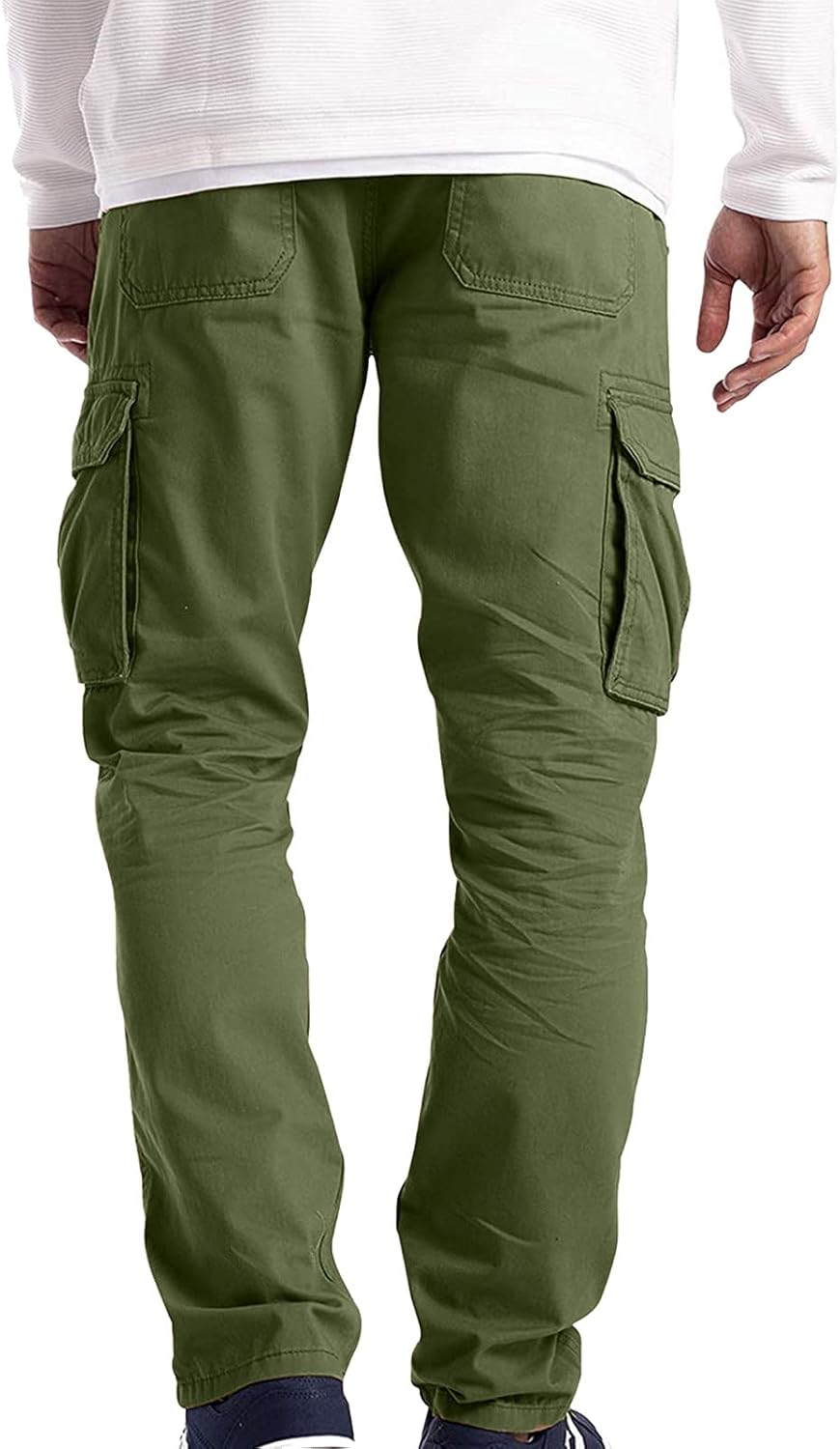 Cargohose Herren Grau Slim-Fit Gummibund Cargohose Lange Cargo-Hose Outdoorhose Funktionshose Lässig