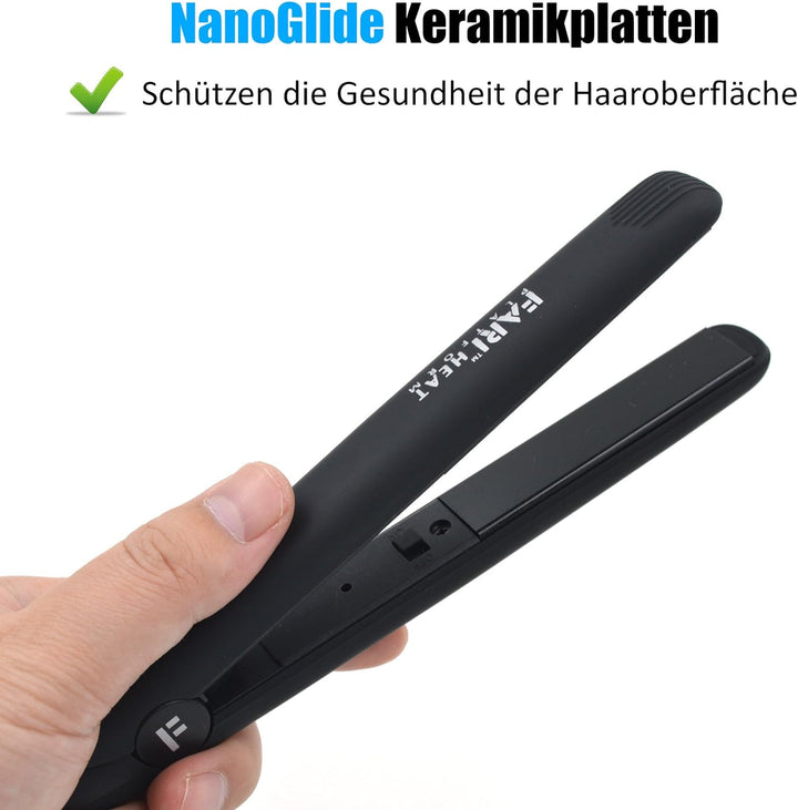 FARI Reisen Mini Haar Haarglätter, Keramik Turmalin Haar Glätteisen Mit Reisetasche, Automatischen U