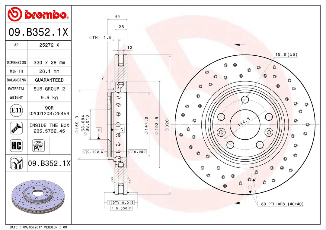 BREMBO 09.B352.1X Bremsscheibe
