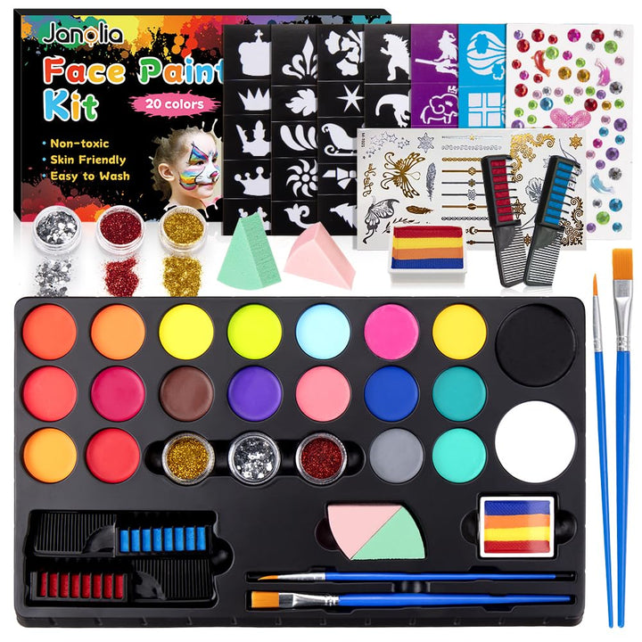 Janolia Gesichtsfarbe Kinderschminken Set, Bodypainting Farben für Theaterschminke, Kinderschminke W