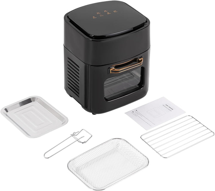 Multifunktionale Digitale Heissluftfritteuse, 1400W Airfryer, Minibackofen mit LED-Touchscreen, Schn