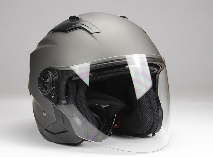 BNO Jethelm mit Langvisier Jet300 Motorradhelm Roller Helm Schutzhelm Matt Anthrazit (S-XXL) (S)