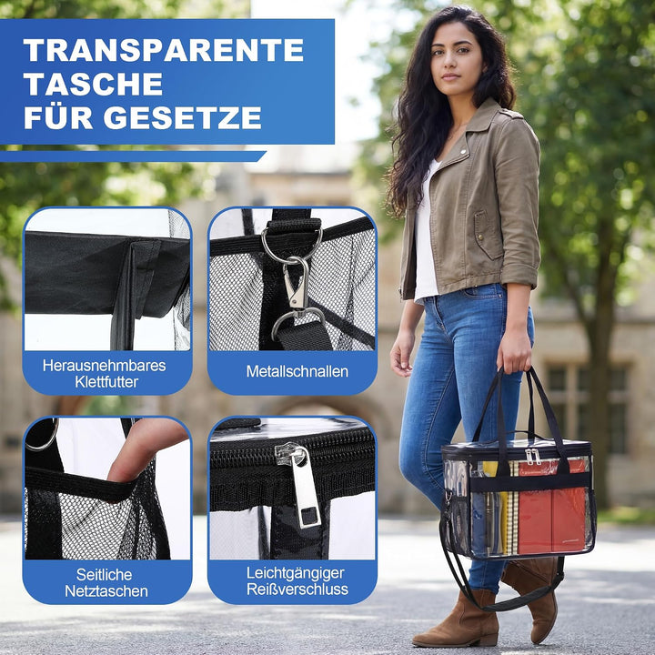 Enhon Transparente Tasche für Gesetze und Kommentare, PVC Gesetzestasche für Schönfelder, Sartorius,
