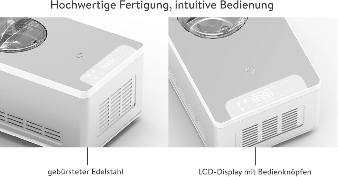 SPRINGLANE Eismaschine & Joghurtbereiter Elisa 2,0 L mit selbstkühlendem Kompressor 180 W, Eiscremem