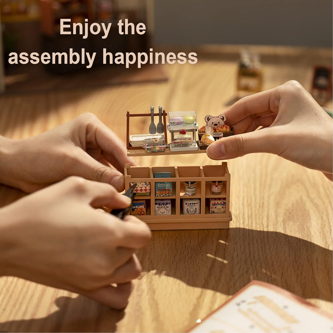 Rolife Puppenhäuser Miniatur Haus Kit mit Möbeln und LED-Licht Puppenhaus Holz Modellbausätze für Er