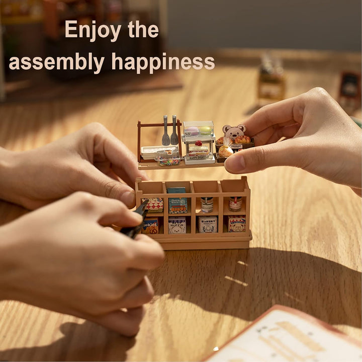 Rolife Puppenhäuser Miniatur Haus Kit mit Möbeln und LED-Licht Puppenhaus Holz Modellbausätze für Er