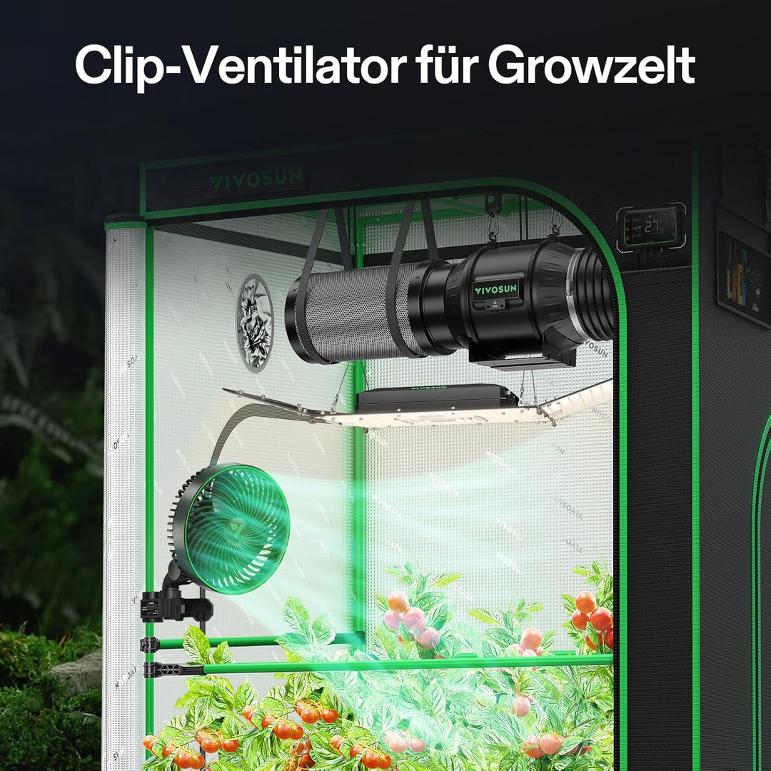 VIVOSUN AeroWave E6 Gen2 Grow Ventilator Oszillierend Clip Ventilator Grow 150 mm, EC-Motor Smarte W
