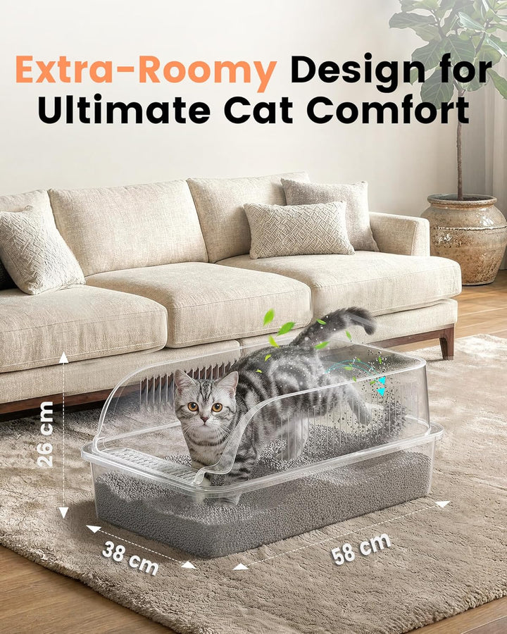 2er Set Katzenklo Edelstahl, Katzentoilette Gross XXL mit Schaufel, Katzenklo mit Abnehmbares Hoher