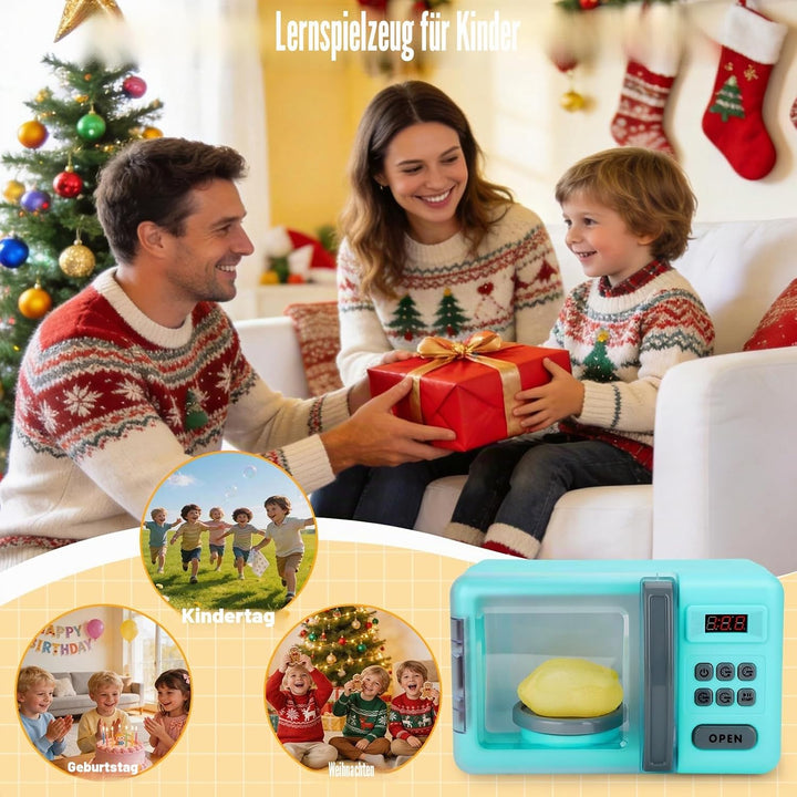 deAO Mikrowellenspielzeug für den Ofen, Spielzeug, Cooking Play Kit mit realistischem Licht, Sound &