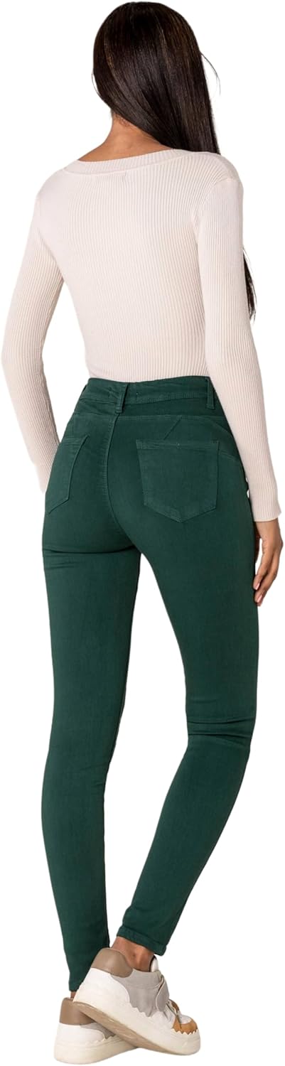 Nina Carter P106 Damen Jeanshosen Slim Fit Push-Up Skinny Jeans Mid-High Waist XS Slim Dunkelgrün (P
