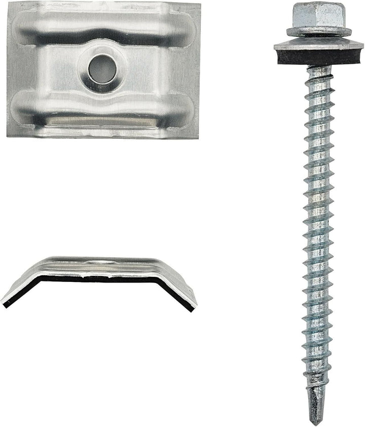 200 Stück Kalotten 33/48 + 4,8 x 80 mm VZ Blank Trapezblechschrauben Selbstbohrend Verzinkter Stahl
