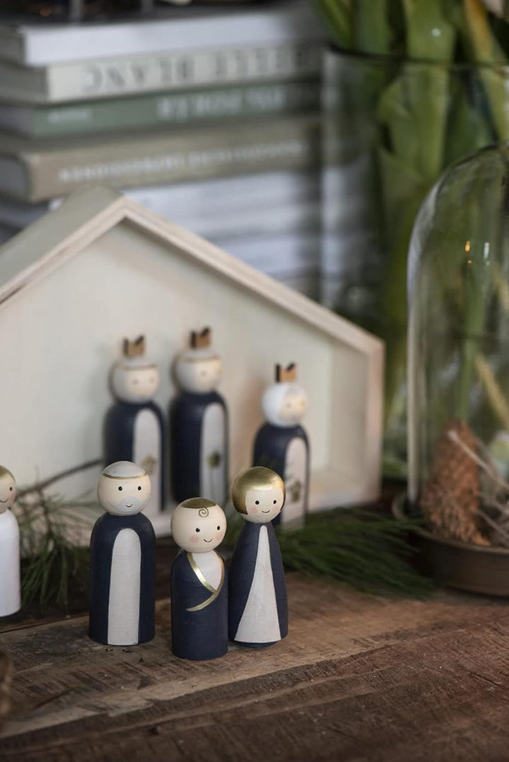 IB Laursen Weihnachts Krippe mit 7 Holz Figuren Set Krippen Weihnachten Deko
