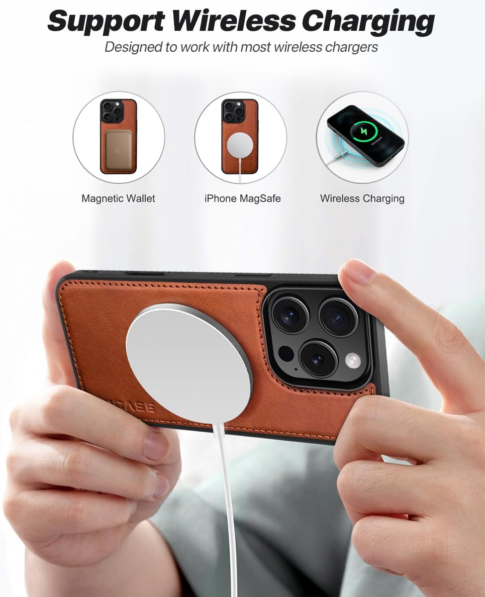 OCASE Kompatibel für iPhone 15 Pro Hülle (2in1) Leder Stossfestes Case, Abnehmbare magnetische Hülle