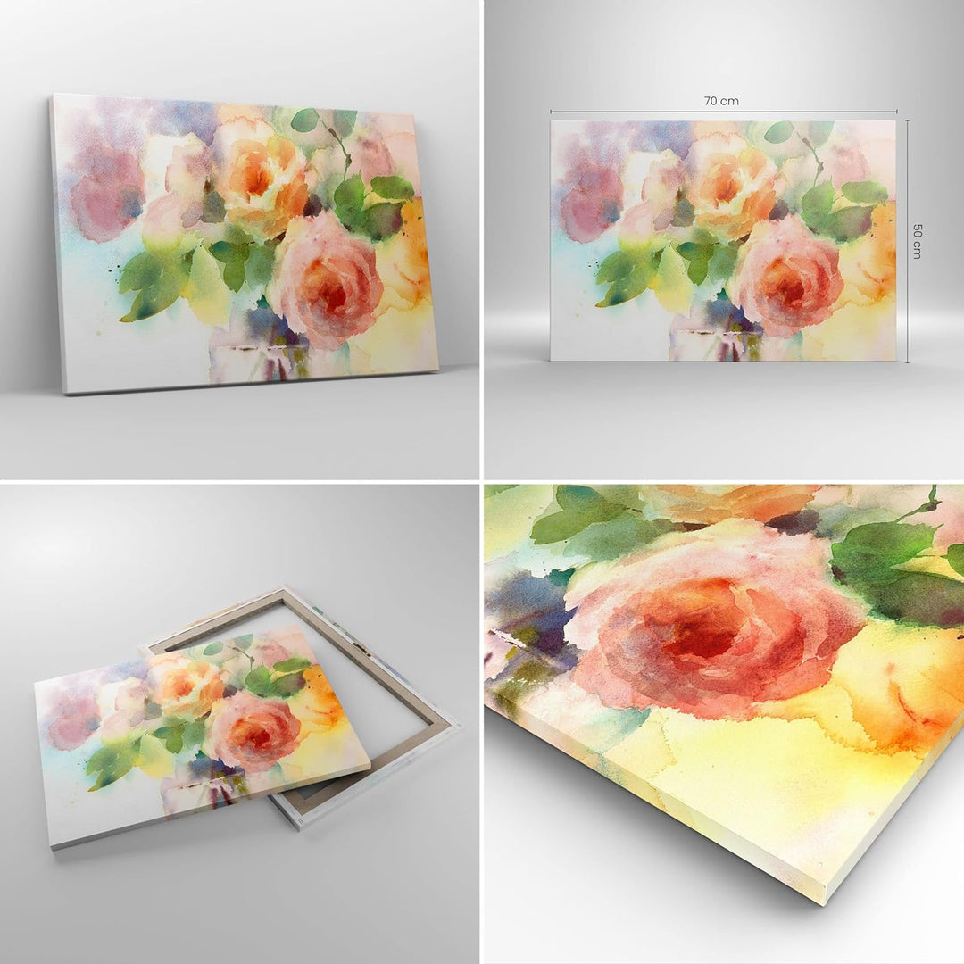 Bilder auf Leinwand Rose Blume Garten Leinwandbild mit Rahmen 70x50cm Wandbilder Dekoration Wohnzimm