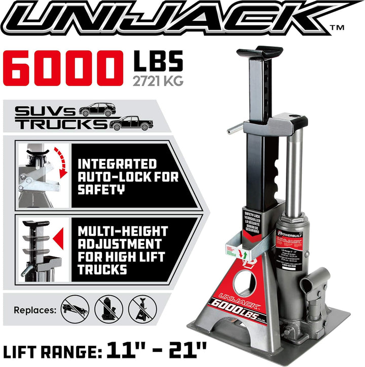 Powerbuilt 620471 Hebebühnen und Wagenheber, schwarz, 6000lb, Unijack, 6000lb, Unijack